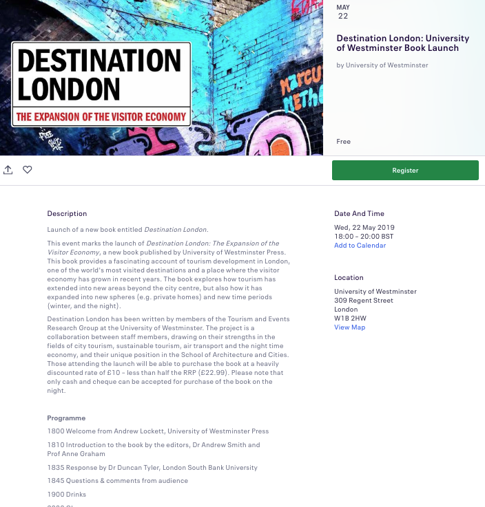 Event to mark launch of Destination London: The Expansion of the Visitor Economy